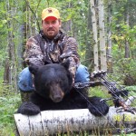 black bear and hunter