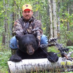 black bear and hunter